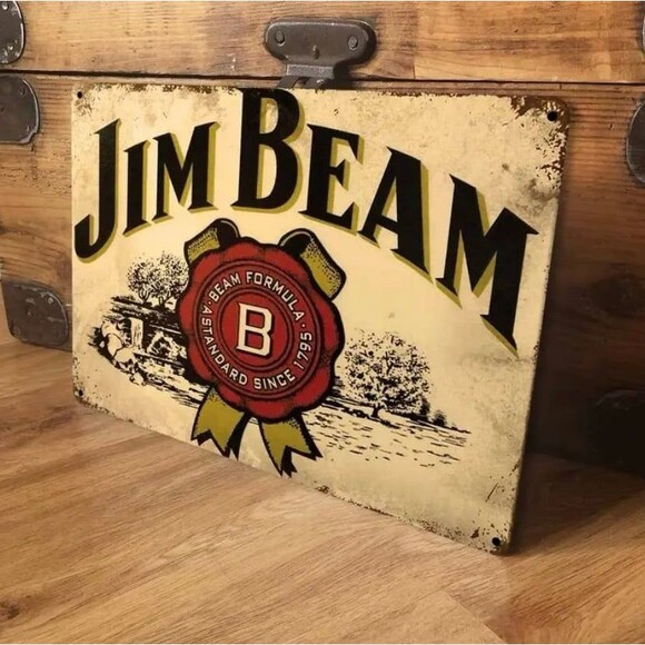 🥃 Vintage Jim Beam Metal Sign – 8x12 Wall Art – Bar Decor – Rustic Tin Sign - Picture 2 of 5